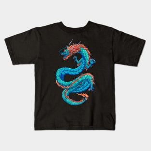 aggressive Japanese Dragon Kids T-Shirt